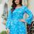 Blue floral printed cotton tunic short kurti top for women
