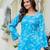 Blue floral printed cotton tunic short kurti top for women