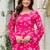 Pink floral printed cotton tunic short kurti top for women