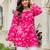 Pink floral printed cotton tunic short kurti top for women