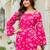 Pink floral printed cotton tunic short kurti top for women
