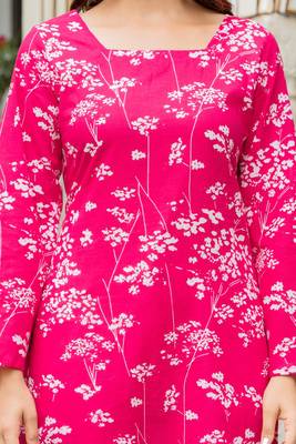 Pink floral printed cotton tunic short kurti top for women 5