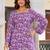 Purple floral printed cotton tunic short kurti top for women