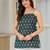 Teal floral printed cotton tunic short kurti top for women