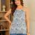 White floral printed cotton tunic short kurti top for women