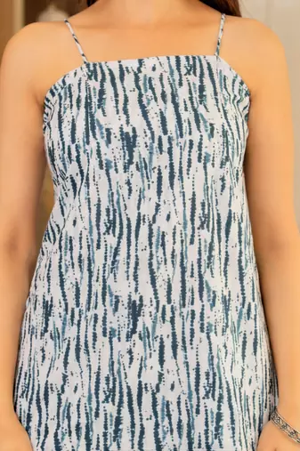 White floral printed cotton tunic short kurti top for women