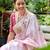 Light Pink Dolla Silk blend Party Wear Saree With Contrance Blosue Peice