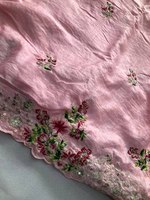 Light Pink Dolla Silk blend Party Wear Saree With Contrance Blosue Peice 10