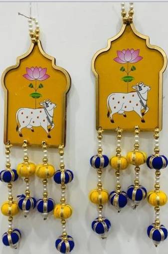 Cow Painting Latkan Hanging Diwali Decorations for Door Rajasthani Home Living Room Decoration [Small16]