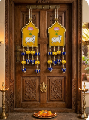 Cow Painting Latkan Hanging Diwali Decorations for Door Rajasthani Home Living Room Decoration [Small16] 2
