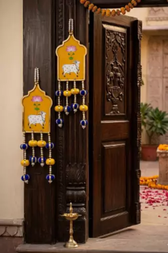 Cow Painting Latkan Hanging Diwali Decorations for Door Rajasthani Home Living Room Decoration [Small16]