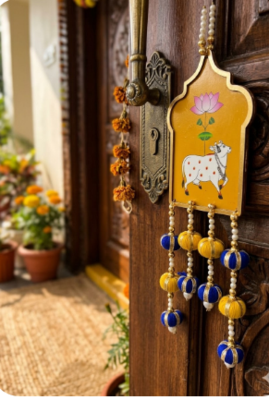 Cow Painting Latkan Hanging Diwali Decorations for Door Rajasthani Home Living Room Decoration [Small16] 4