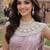 Graceful women's lavender embroidered ready to wear satin saree with stiched blouse