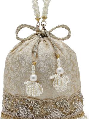  jashn edit champagne faux silk floral jacquard potli 7