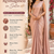 Women's stylish blush pink satin ready to wear saree with stiched blouse -perfect for party & festive