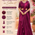 Designer wine fandy satin ready-to-wear saree with embroidered stiched blouse     wedding & party wear
