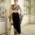 Deep black embroidered tissue skirt cape set