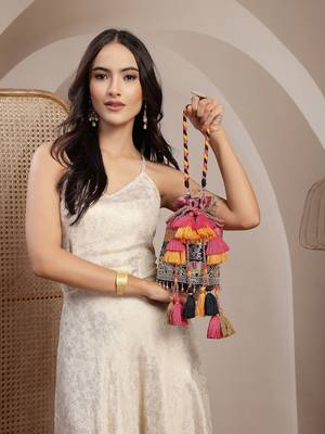  jashn edit rani pink faux silk floral brocade potli 8