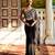Jet black embroidered organza skirt set