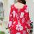 Red floral printed cotton tunic short kurti top for women