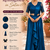 Designer blue fandy satin ready-to-wear saree with embroidered stiched blouse     wedding & party wear