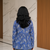 Blue floral printed cotton tunic short kurti top for women