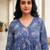Blue floral printed cotton tunic short kurti top for women
