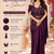 Luxury wine fandy satin ready-to-wear saree with heavy worked  stiched blouse – wedding & party