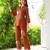 Brown floral printed cotton tunic short kurti top for women