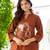 Brown floral printed cotton tunic short kurti top for women