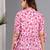 Pink floral printed cotton tunic short kurti top for women