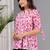 Pink floral printed cotton tunic short kurti top for women