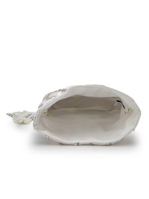  noor edit white satin floral striped embellished potli 6
