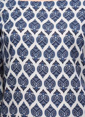 Navy-blue floral printed cotton tunic short kurti top for women 6