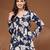 Navy-blue floral printed cotton tunic short kurti top for women
