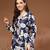 Navy-blue floral printed cotton tunic short kurti top for women