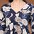 Navy-blue floral printed cotton tunic short kurti top for women