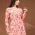 Orange floral printed cotton tunic short kurti top for women