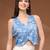 Blue floral printed cotton tunic short kurti top for women