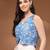 Blue floral printed cotton tunic short kurti top for women