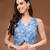 Blue floral printed cotton tunic short kurti top for women