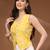 Yellow floral printed cotton tunic short kurti top for women