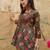 Green floral printed cotton tunic short kurti top for women