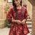 Red floral printed cotton tunic short kurti top for women