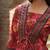 Red floral printed cotton tunic short kurti top for women
