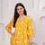 Yellow floral printed cotton tunic short kurti top for women