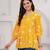 Yellow floral printed cotton tunic short kurti top for women
