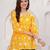 Yellow floral printed cotton tunic short kurti top for women