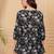 Black floral printed cotton tunic short kurti top for women