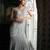 Silver grey embroidered organza pre drape saree set